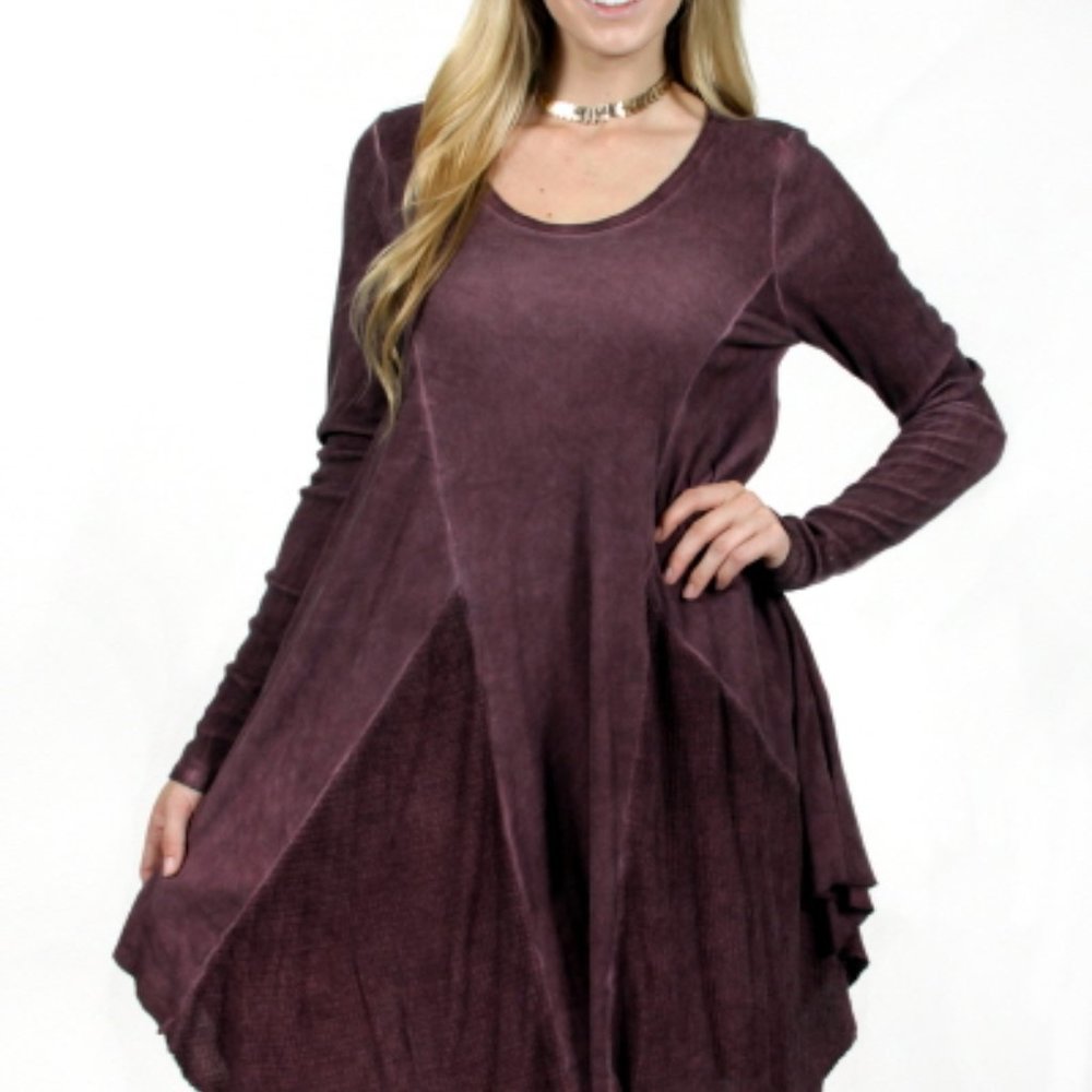 Vocal Solid Color Long Sleeve Dress ~Vintage Mauve ~ Large